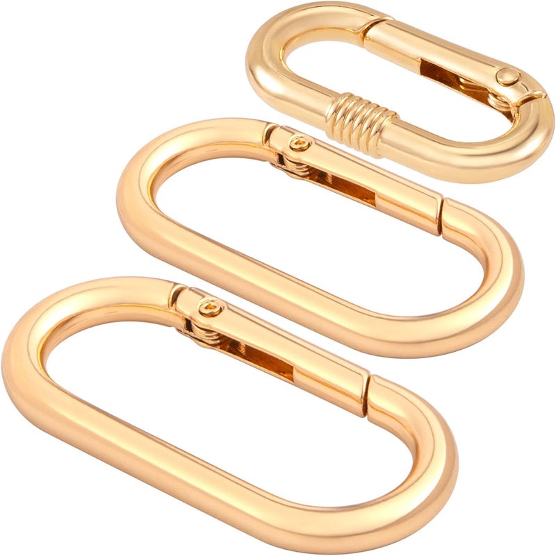 STSTR 3pcs Oval Spring Ring Clips, Metal Keyring Purse Clip, Heavy Duty Opening O Ring Carabiner for Keychains,Backpacks, Keys - Image 1